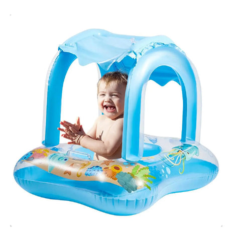 Bouée avec pare-soleil bleu