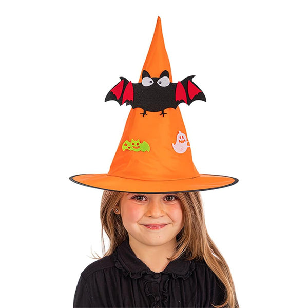 Chapeau de sorcière orange