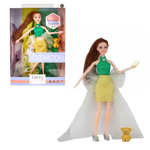 EMILY - Poupée Fashion avec mini jupe jaune