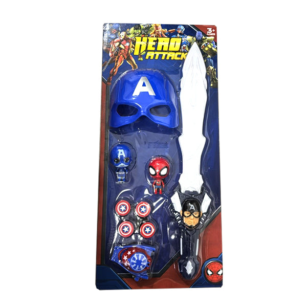 Épée et masque Captain America avec figrurines
