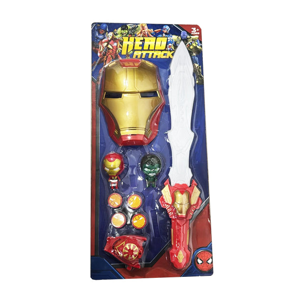 Épée et masque Iron Man avec figrurines