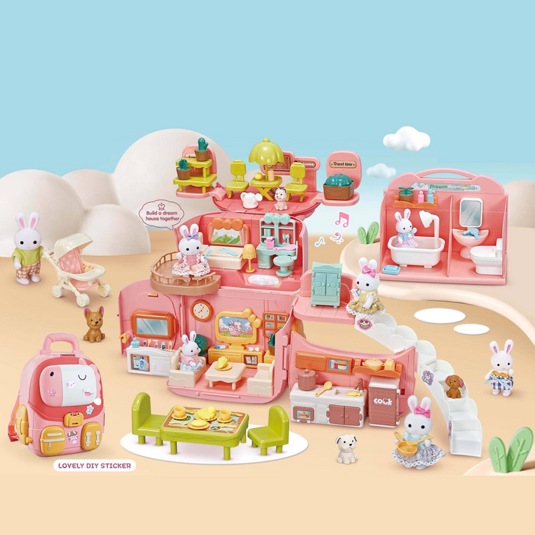 BAY DREAMY - Sac à dos maison avec deux lapins