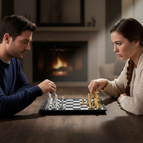 Jeu d’échecs magnétique couleur or et argent