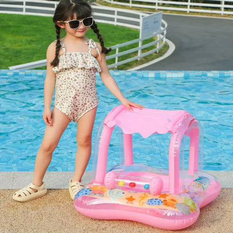 Bouée avec pare-soleil rose