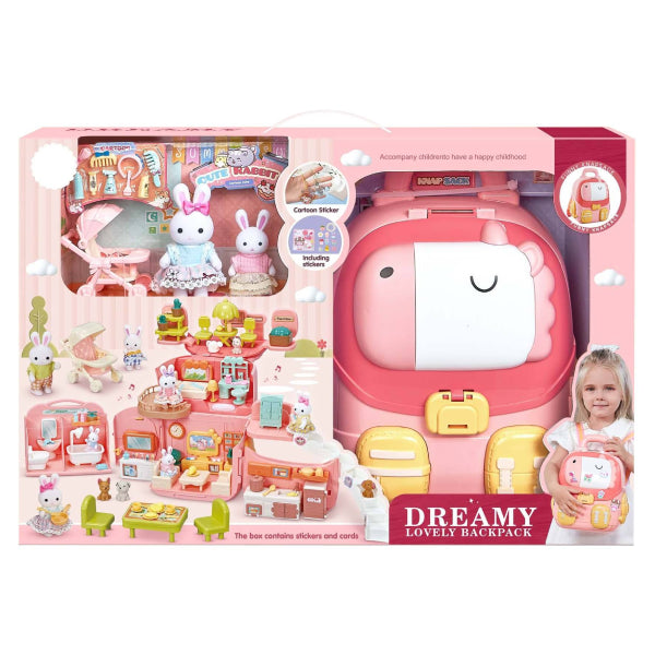 BAY DREAMY - Sac à dos maison avec deux lapins