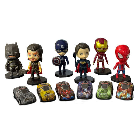 Pack 6 figurines Avengers avec 6 voiturettes