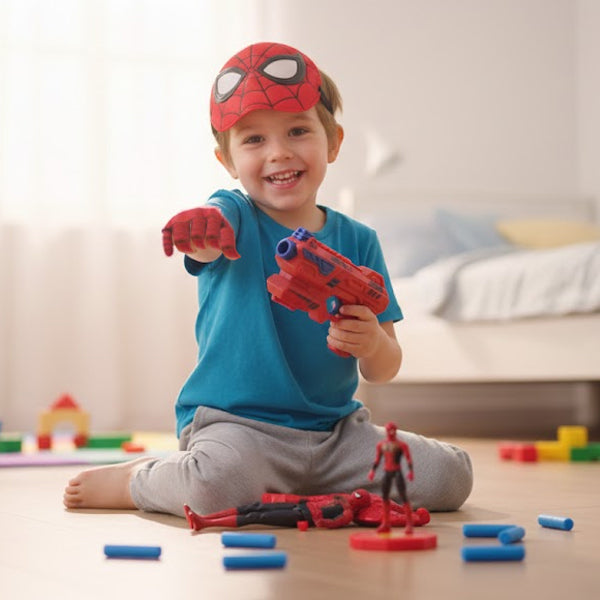 Pack Spiderman avec masque, pistolet et gants