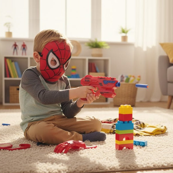 Pack Spiderman avec masque, pistolet et gants