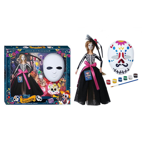 Pack poupée Halloween avec masque à colorier