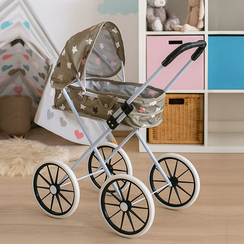 Poussette pour poupée beige