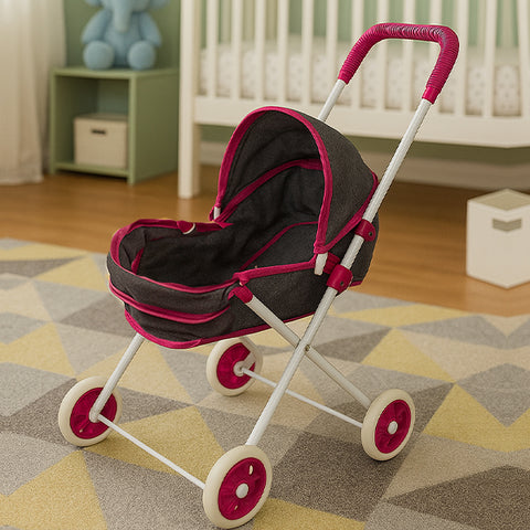 Poussette pour poupée rose