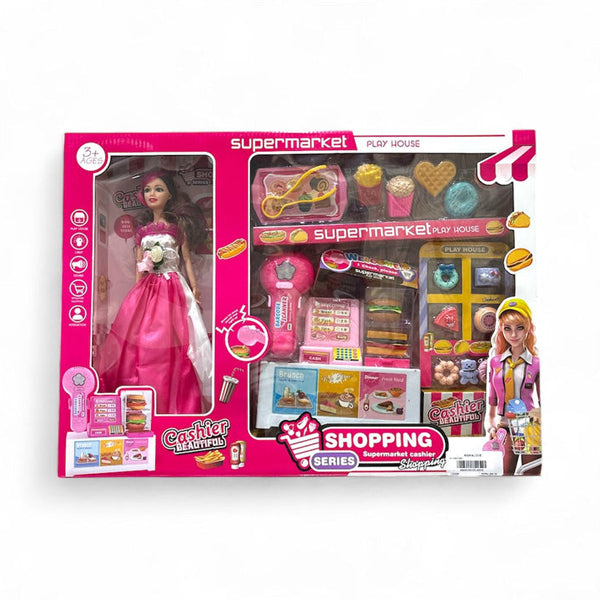 Set Supermarché avec Caisse et Poupée