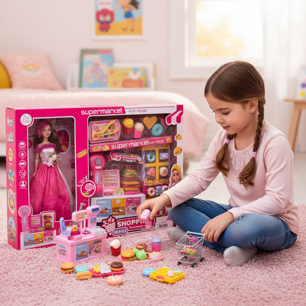 Set Supermarché avec Caisse et Poupée