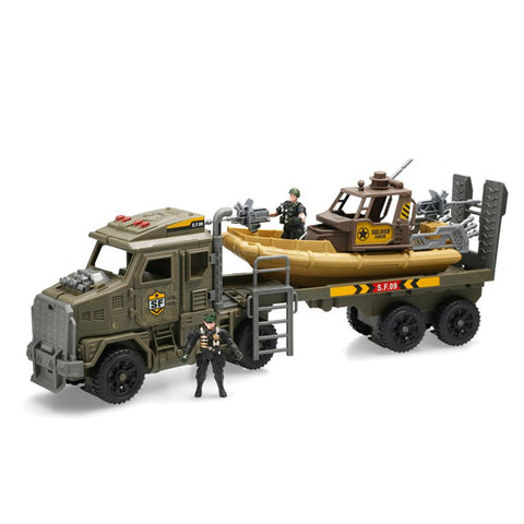 Set militaire avec bateau et véhicules