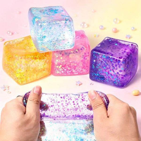 Squishy cube pailleté