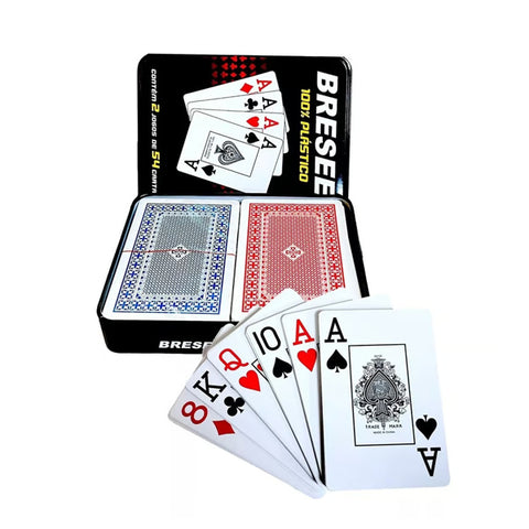 BRESEE - Boite métallique Cartes RAMI plastifiées