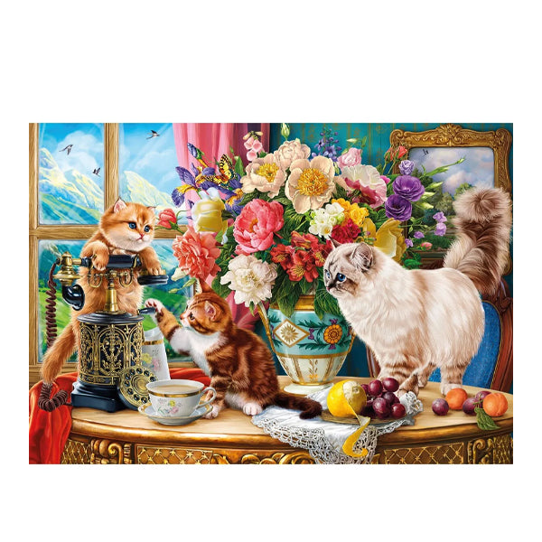 KS - Puzzle 1000 pcs - Family Cats Near The Window