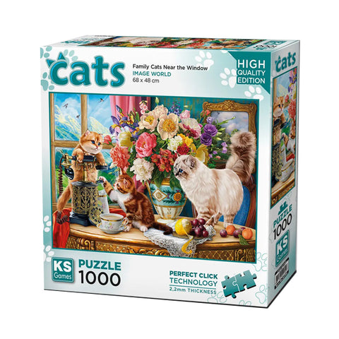 KS - Puzzle 1000 pcs - Family Cats Near The Window