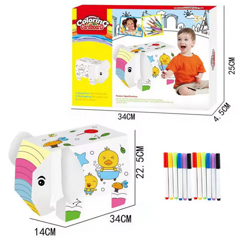 ĂlĂ©phant en carton Ă  colorier