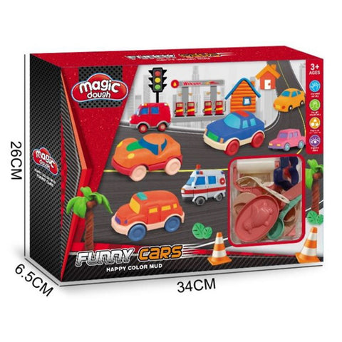 Pâtes à modeler voiture avec 6 mini pots