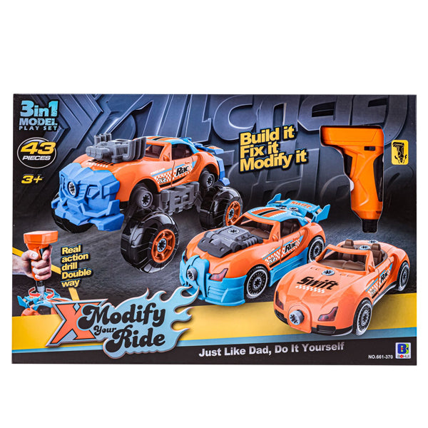 Pack 3 en 1 Construction et réparation des voiture 43 pcs