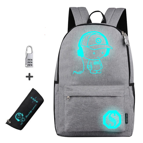 Sac à dos fluorescent + Trousse gris
