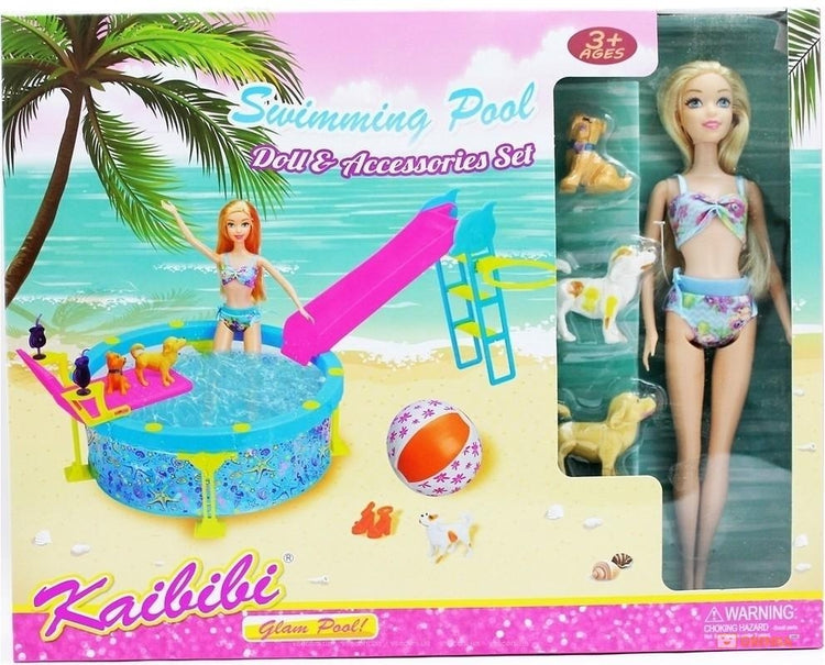 Kaibibi - Poupée avec piscine et tobogan
