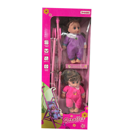 2 Poupées avec poussette