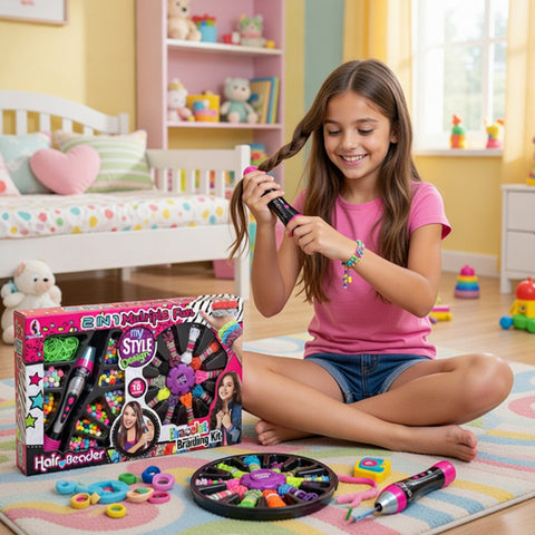 2 en 1 Set de bracelets et cheveux avec perles