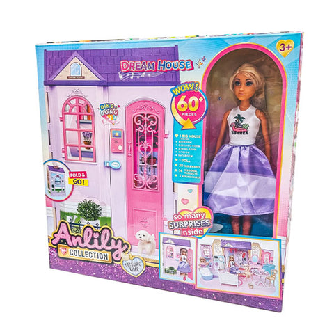 Anlili - Poupée avec sa maison 60 pcs
