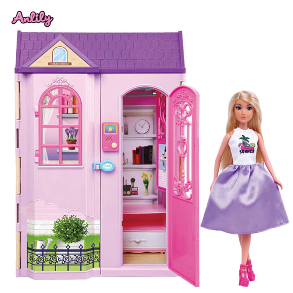 Anlily - Poupée avec maison de rêve +60 pcs