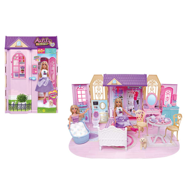 Anlily - Poupée avec maison de rêve +60 pcs