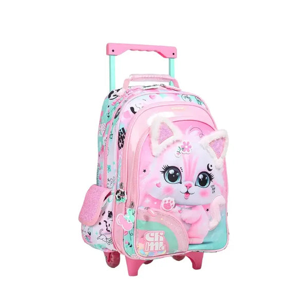 CHIMOLA - Cartable à roulettes Chat 30cm
