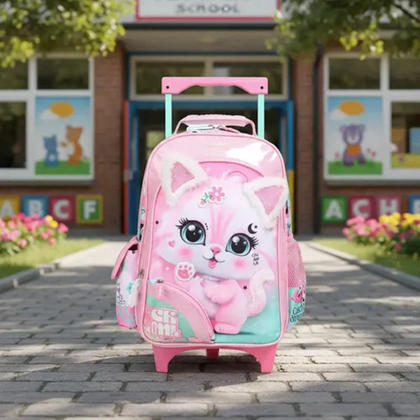 CHIMOLA - Grand Cartable à roulettes Chat 45 cm