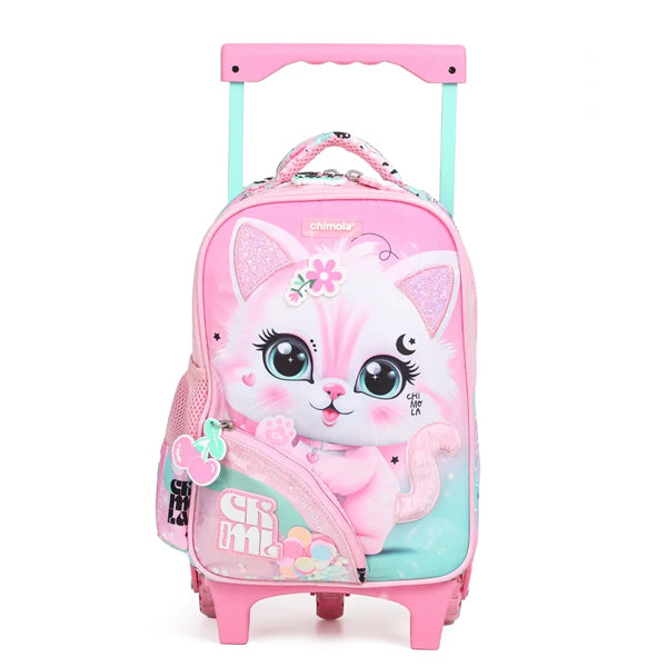 CHIMOLA - Grand Cartable à roulettes Chat 45 cm