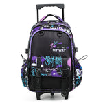 CHIMOLA - Grand Cartable à roulettes noir mauve 45cm