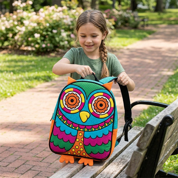 Cartable hibou à colorier