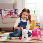 Chien avec cage et accessoires