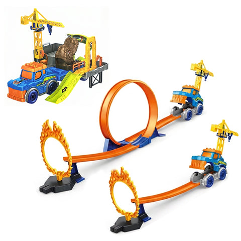 Circuit dinosaure avec 4 voiturettes