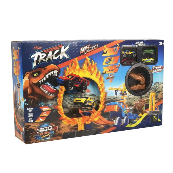 Circuit dinosaure avec 4 voiturettes