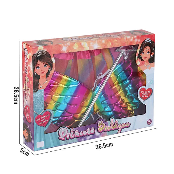 Coffret de déguisement jupe + ailes arc en ciel