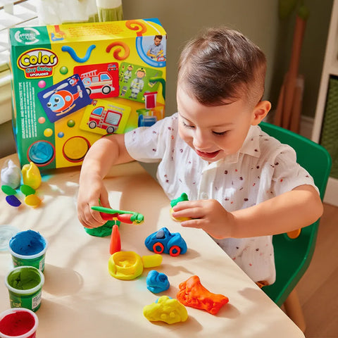 Color Clay - 4 pots pates à modeler avec cartes véhicules