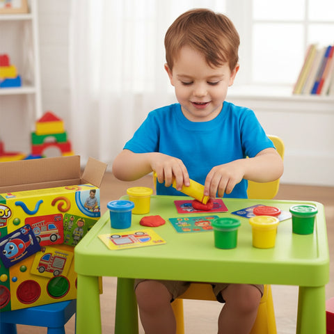 Color Clay - 4 pots pates à modeler avec cartes véhicules