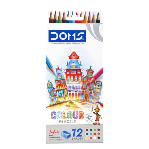DOMS - 12 crayons de couleur + taille crayon