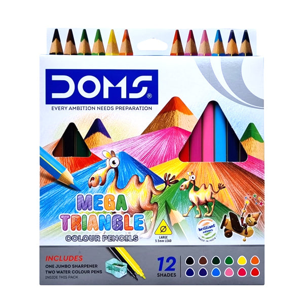 DOMS - 12 crayons de couleur triangle + taille crayon