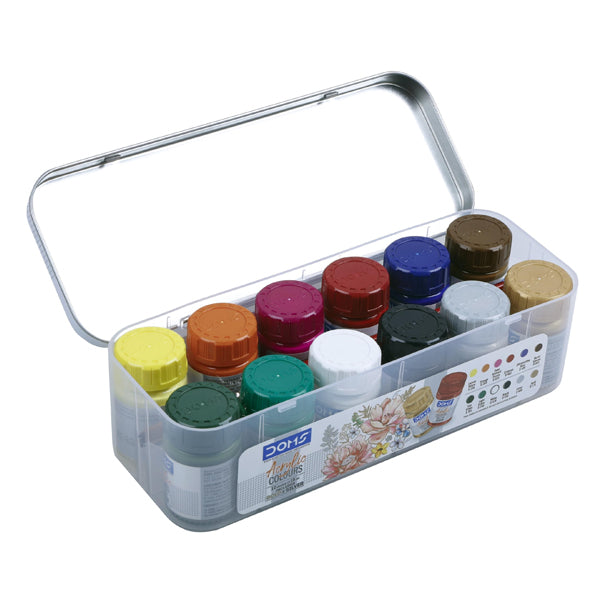 DOMS - 12 flacons de peinture acrylique