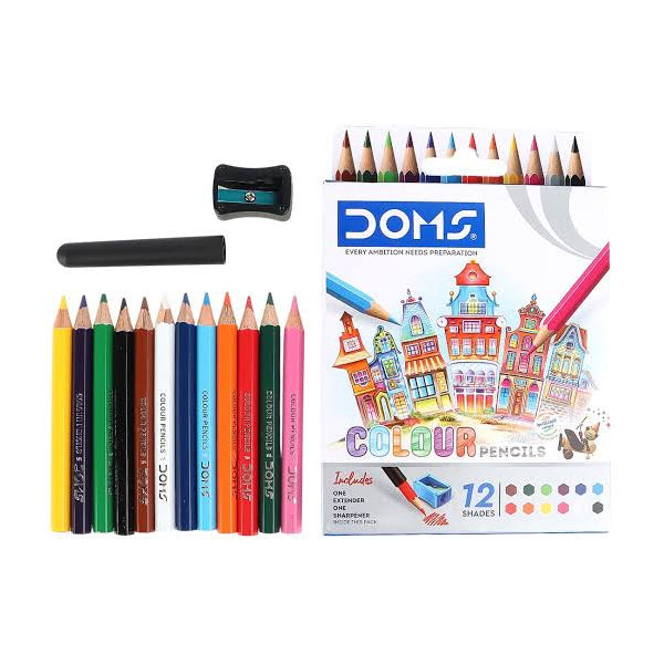 DOMS - 12 petits crayons de couleur + taille crayon