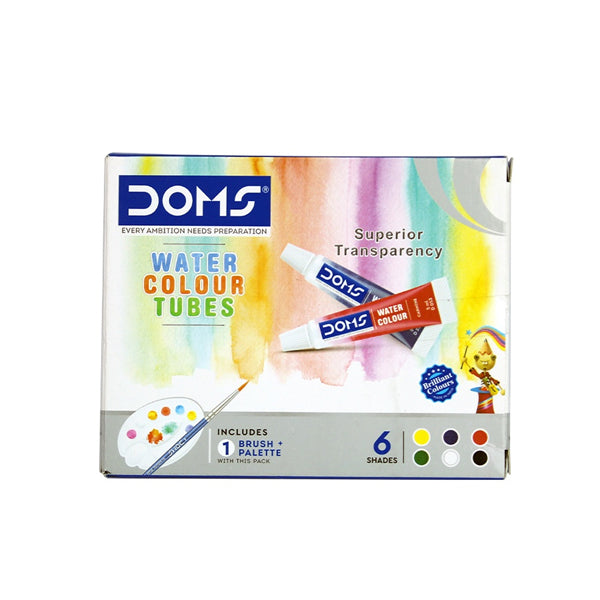 DOMS - 6 tubes de peinture aquarelle + palette de mélange