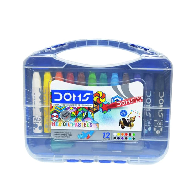 DOMS - Boîte de 12 pastels à l'huile + taille crayon