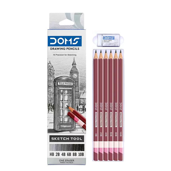 DOMS - Pack de 6 crayons de croquis